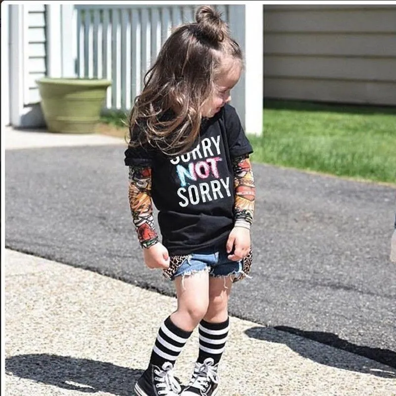 Детская футболка для мальчиков г. Летние топы для девочек с татуировками на рукавах с буквами и цифрами 7 esc, хлопковые футболки для детей от 2 до 8 лет