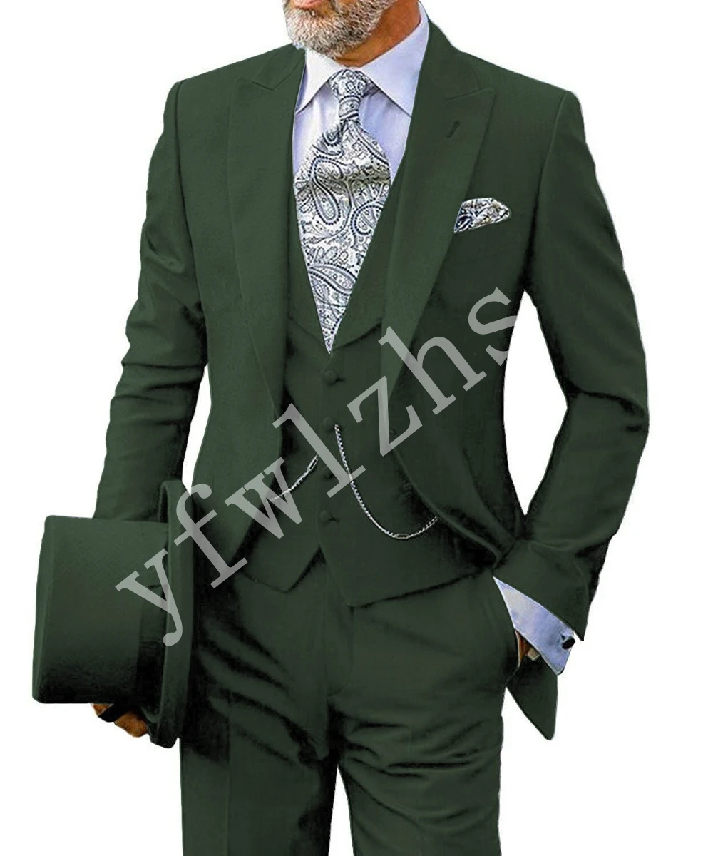 

New Arrival One Button Groomsmen Peak Lapel Groom Tuxedos Men Suits Wedding/Prom Best Man Blazer ( Jacket+Pants+Vest+Tie) B54