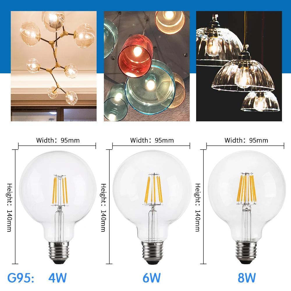Счастливая светодиодный лампы E27 220v 240v 2W 4W 6W 8W Ретро Винтаж Эдисон Светодиодная