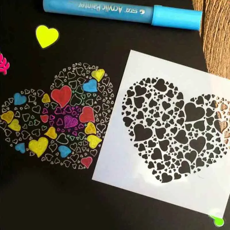 New 1pc Eco-friendly PET Cake Mold Heart Shape Fondant Chocolate Spray Stencils Birthday Cake Mould DIY Decorating Bakery Tools