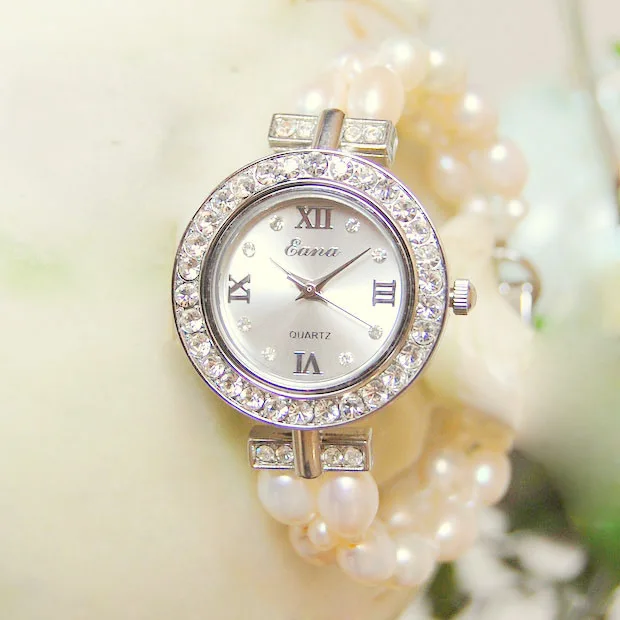 

Creative Lovers' Day Gift Natural Pearl Watch Strap Korean-style Diamond Set Women's Bracelet Watch Waterproof Decorative Clock