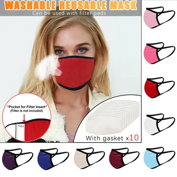 

11pc Wholesale Unisex Face Cover Washable Mouth-muffle Dust Reusable Mouth Cloth Pocket Cover Face Cover Gasket masque Set