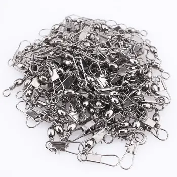 

100Pcs Barrel Swivel Fishing Connector Interlock Snap Fish Accessory Tool 5#