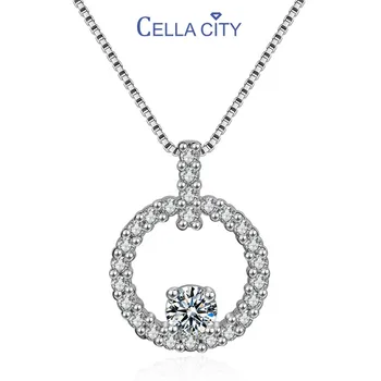 

Cellacity Female Clavicle Chain Classic Silver 925 Jewelry Gemstones Necklace for Women Round Pendant AAA Zircon Dating Gifts