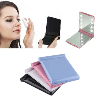 

Lady Makeup Mirror with 8 LED Lights Lamps Cosmetic Folding Portable Compact Pocket Hand Mirror Make Up Under Lights