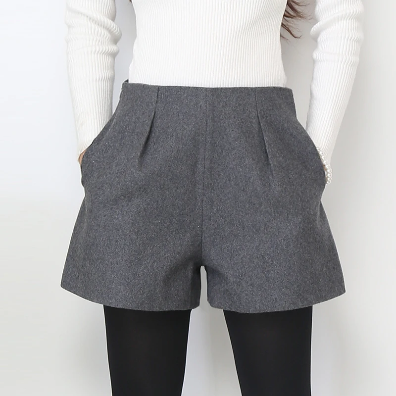 

Winter Shorts Women Wool Boots Shorts Plus Big Size Basic Bud Zipper Up Loose Mini Short Pants With Pockets Ladies Relax Clothes
