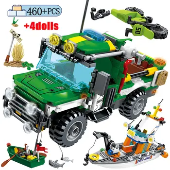 

City DIY Off-road Car Helicopter Building Blocks for Military Police Rescue Truck Ship Figures Bricks Toys for Children Gift
