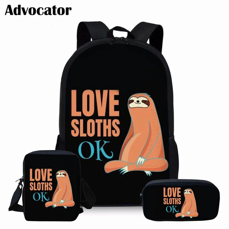 

ADVOCATOR 3Pcs/set Cartoon Cute Sloth Pattern Schoolbags Backpack for Teenagers Shoulder Bags for Kids Girls Boys Makeup Bags