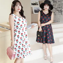[Xuan chen] платье больших размеров для девочек; коллекция года; сезон лето; Новинка; платье средней длины с юбкой в цветочек; X066
