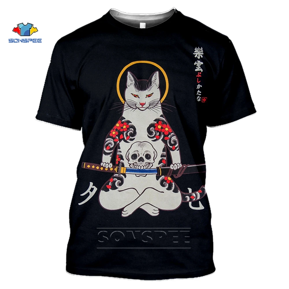 

SONSPEE Brand 2020 Streetwear Japan Samurai Men's T Shirt 3d Print Summer Top T-Shirts Short Sleeve Hip Hop Hrarjuku Tees Shirts