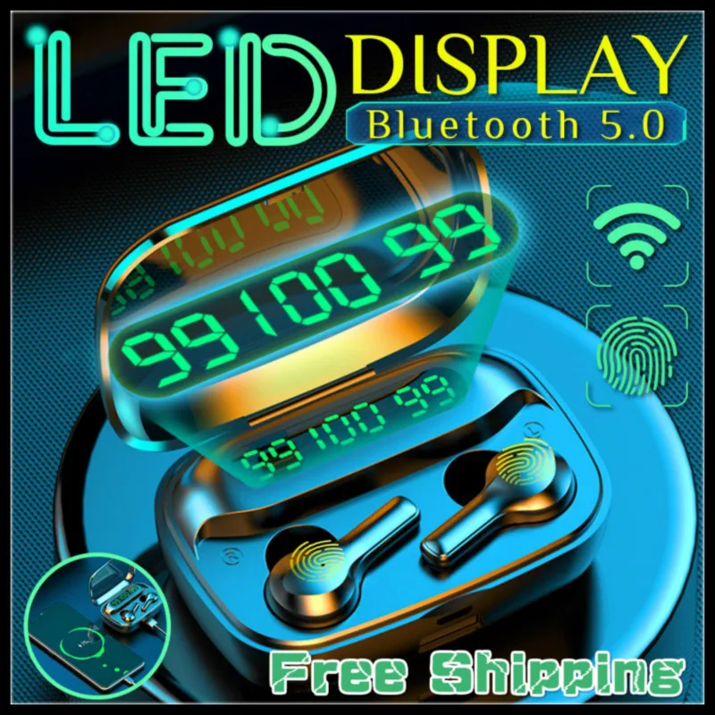 R3 Bluetooth Earphones 5 0 Bluetooth Headphones LED TWS HiFI Stereo Wireless Earphone Support Android for Iphone Xiaomi Samsung
