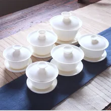 XMT-HOME цвета слоновой кости белый маленький большой gaiwan белый фарфор покрытая чайная чашка керамическая чашка для чая чайный набор кунг-фу gaiwan 1 шт