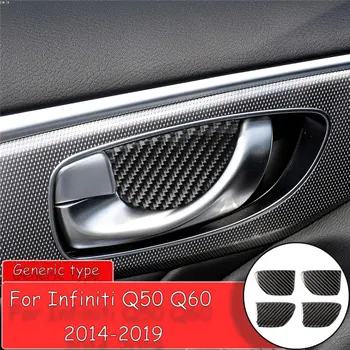 

1 Set of Car styling Carbon Fiber Sticker Inter Door Handle Sticker Bowl Frame Cover Sticker Trim For Infiniti Q50 Q60 2014-2019