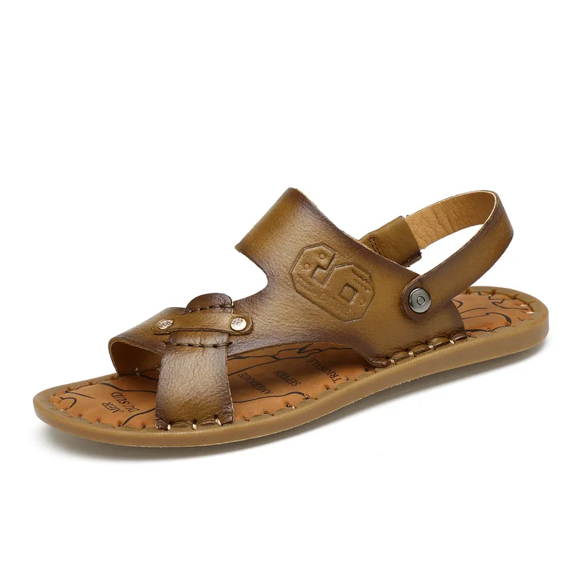 New Style Summer Men Genuine Leather Fashion Peep-Toe Sandals Hot Selling Versatile Sandals Men's