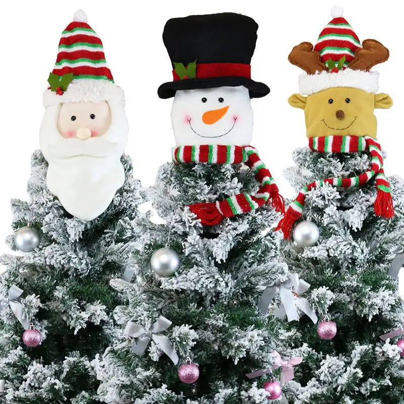 

New Christmas Tree Toppers Decoration Cute Lovely Santa Snowman Elk Holiday Tree Ornament Festival Christmas Tree Top Decor