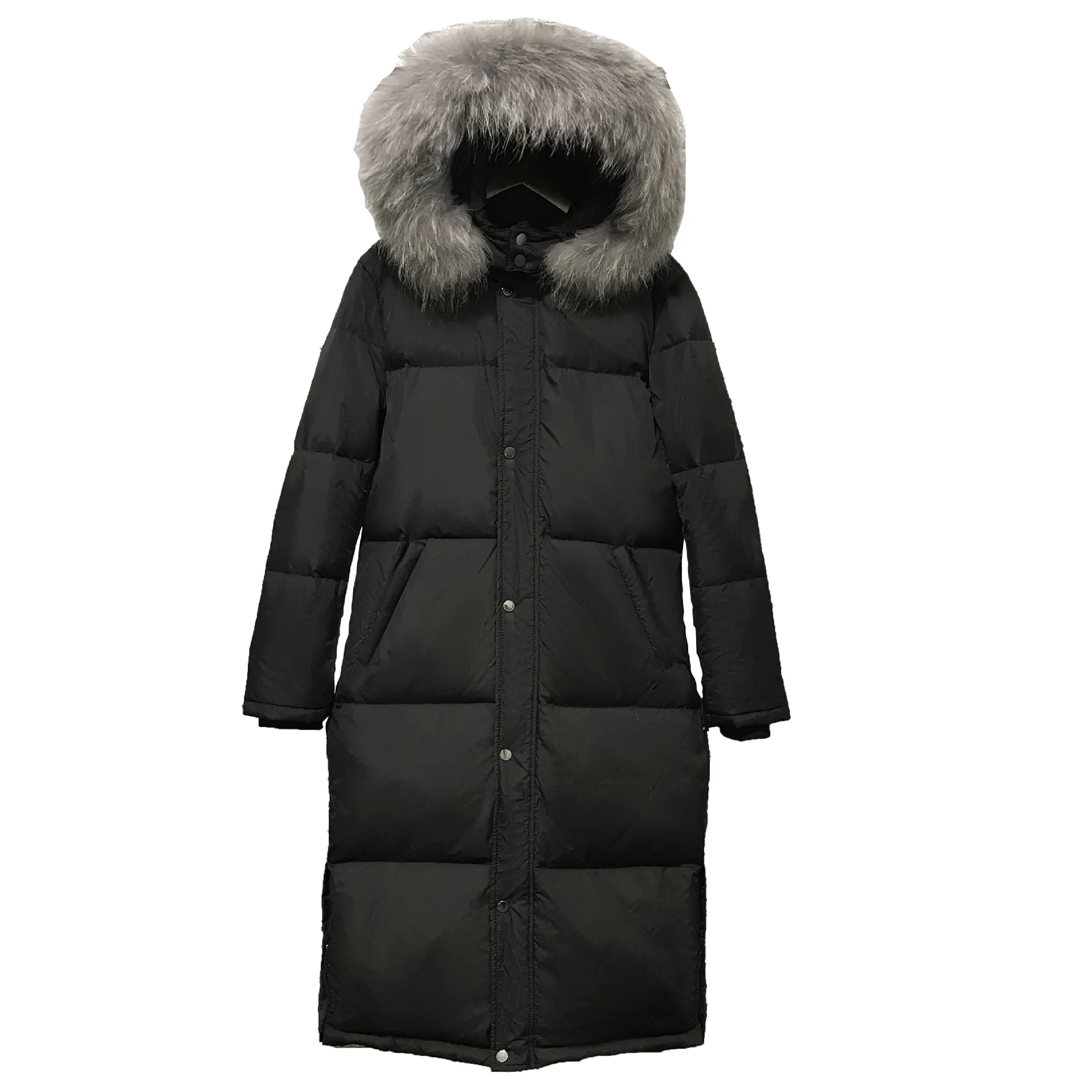 

Down jacket female 2019 new hot sale ladies Korea style long white duck down jacket Winter real raccoon fur collar coat