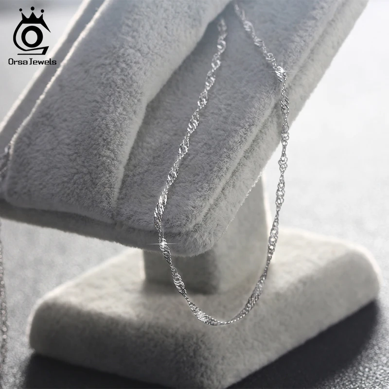 ORSA JEWELS 925 Sterling Silver Twisted Curb Singapore Rope Link Chain for Women Silver Necklace Jewelry Wholesale Gift SC02 5