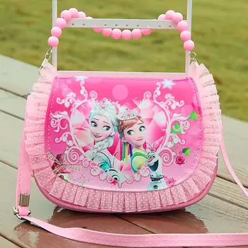

Kindergarten Girl Princess Shoulder Bag PU Children cartoon Elsa Handbags Travel Outlet Crossbody Bag