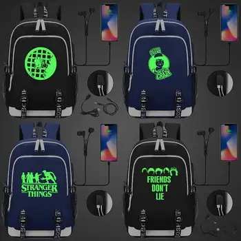 

Green Luminous Weird Stranger Things Demogorgon USB Boy Girl Book School bag Women Teenagers Men Laptop Backpack Packsack