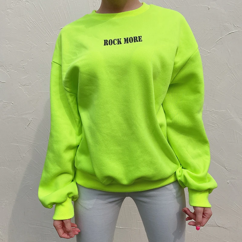 Darlingaga Autumn Winter Oversize Sweatshirt Women Loose Neon Pullover Letter Casual Women's Sweatshirts Harajuku Hoodies