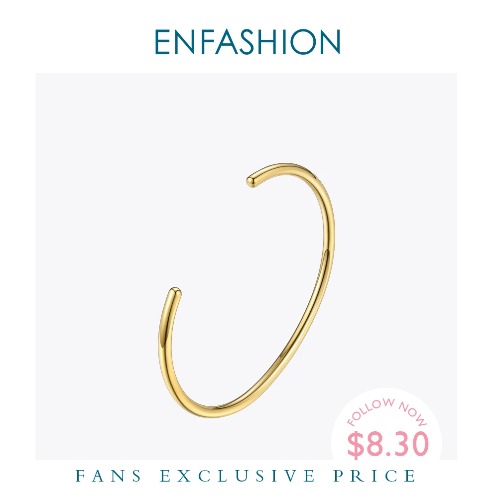 

Enfashion Basic Cuff Bracelet Manchette Gold color Stainless steel Bangle Bracelet For Women and Men Bracelets Bangles Pulseiras