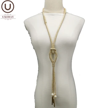 

UKEBAY New Luxury Necklace Designer Handmade Jewelry Women Bohemian Gold Pendant Necklaces Tassel Clothes Accessories Wholesale