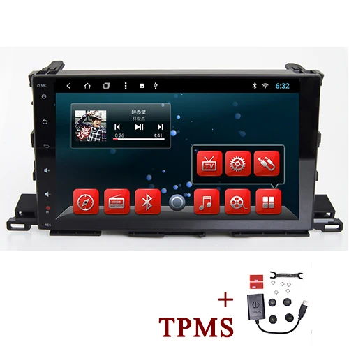 YAZH 1 Din автомагнитола с монитором емкостный HD сенсорный экран для Toyota Highlander поддержка gps Navi Android 9,0 Восьмиядерный - Цвет: with External TPMS