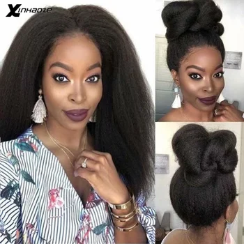 

Kinky Straight Wig Remy Brazilian Glueless Full Lace Human Hair Wigs For Women Natural Black Color Full Lace Wig With Baby Hair