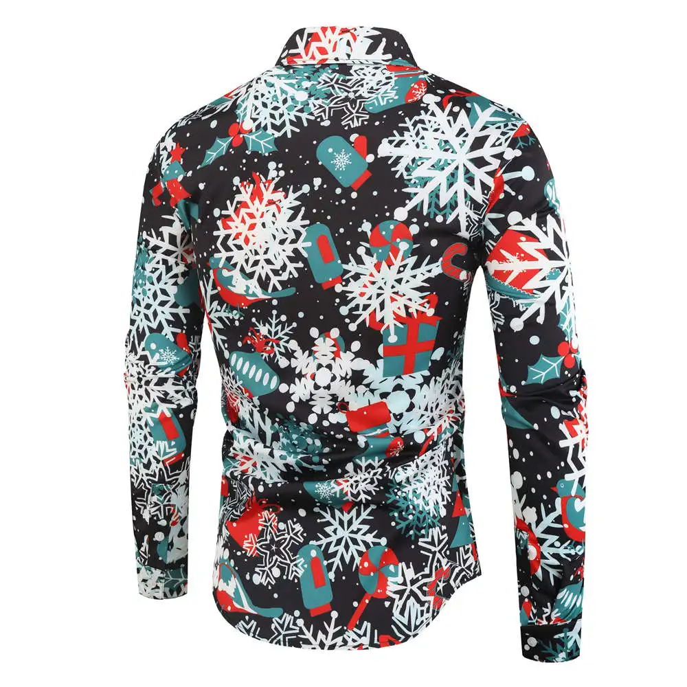 Camisa masculina Рождественская рубашка блузка мужская повседневная тема рубашка на пуговицах Топ Блузки