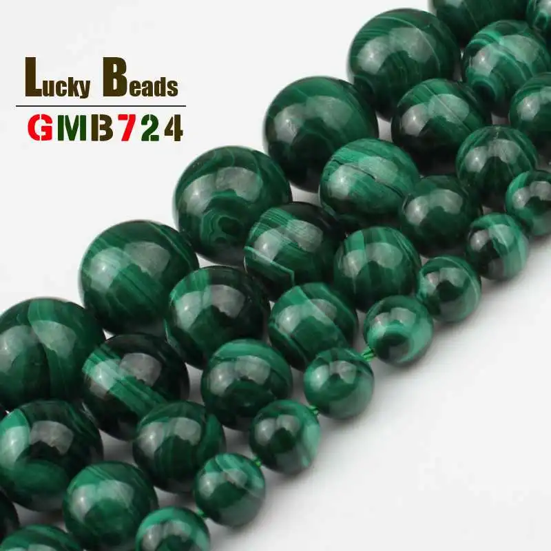 

Natural Malachite Stone Beads Round Gem Loose Spacer Beads For Jewelry Making DIY Bracelet Accessories 7.5'' Strands 6/8/10/12mm
