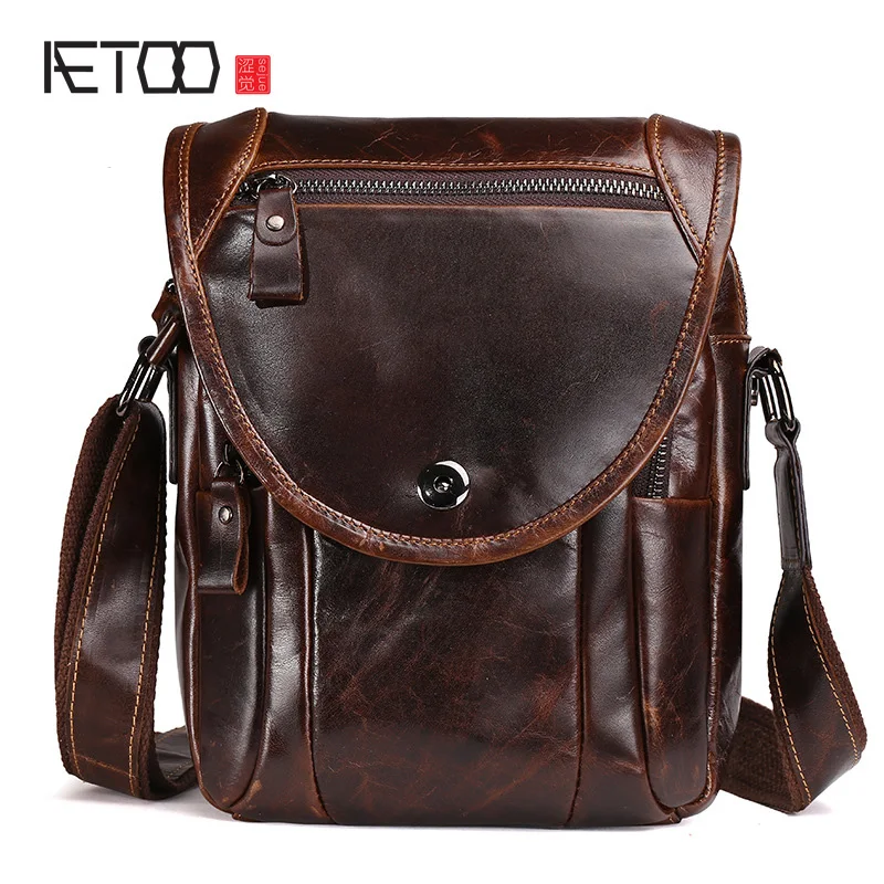 

BJYL New leather casual shoulder bag first layer of leather men's Messenger bag male retro small bag summer bag