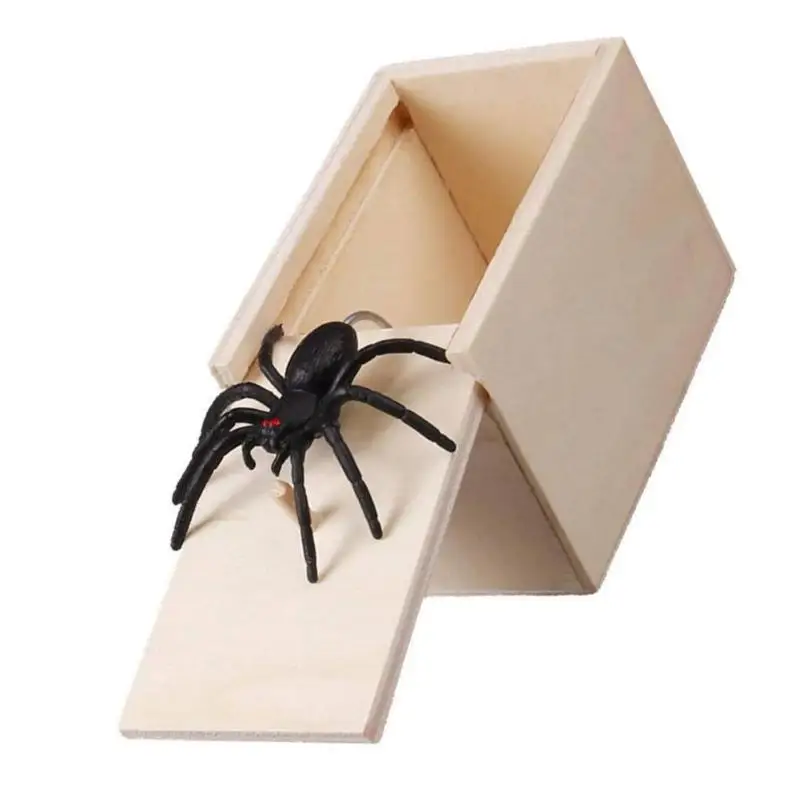 Подарок на Хэллоуин деревянный шалость паук пугающая коробка искусственный паук шалость пугающая игрушка практичная шутка пугающая игрушка коробка детский Забавный подарок