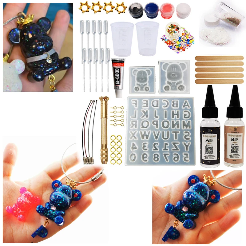 Diy Epoxyhars Gummy Bear Met Letters Mallen Sieraden Maken Tool Kit Met Hars Ab Lijm Sleutelhanger Kit gift|Jewelry Tools & Equipments| - AliExpress