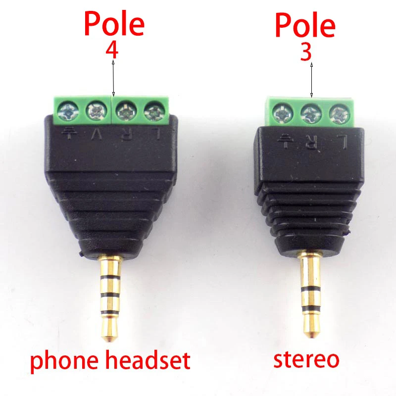3 polos 3,5mm conector tres/cuatro polos estéreo sin soldadura conector de Audio a Terminal DIY enchufe|Conectores| - AliExpress