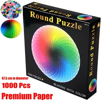 

Adult puzzle 1000 pieces round thousand color rainbow Paper Adult puzzle Brain game Creative decompression artifact