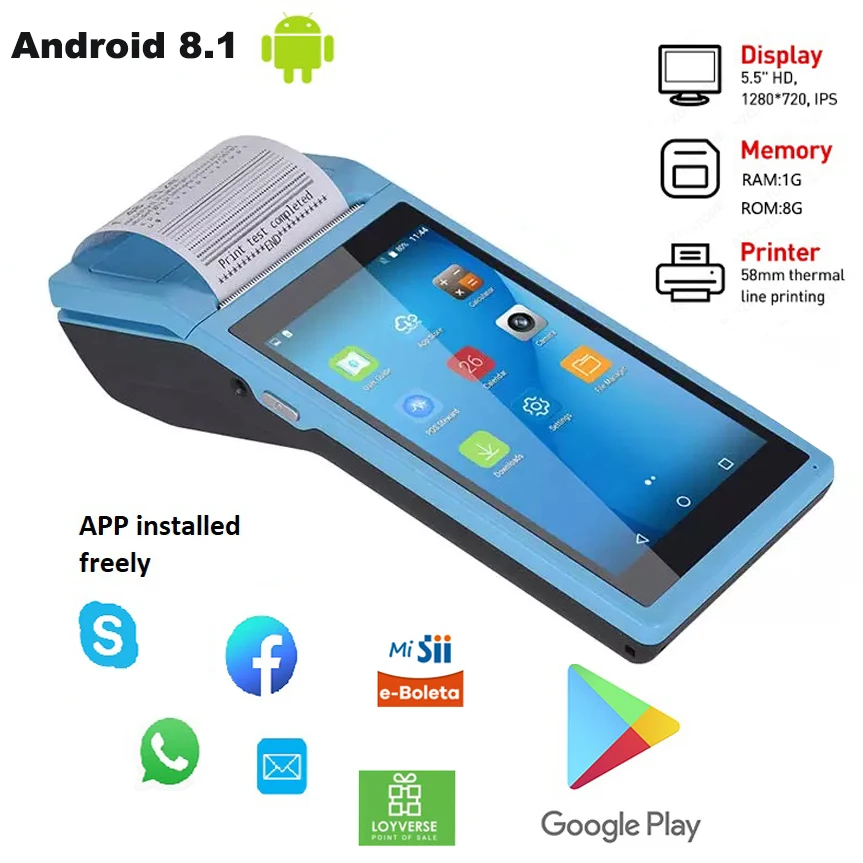 PDA POS Handheld device Pos terminal built in thermal bluetooth printer