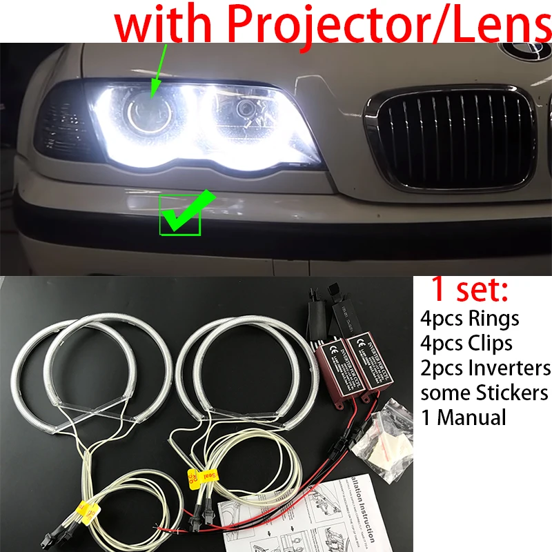 Kit Anelli Halo CCFL Per BMW E46 - Luci Angel Eyes Bianche, Facili Da Installare - Foto 4