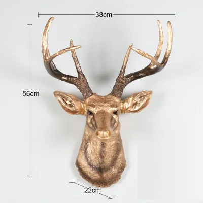 Скандинавский стиль имитация головы оленя фигурка Настенный декор 3D голова животного Смола Искусство скульптура домашний Настенный декор R2700 - Цвет: Серый