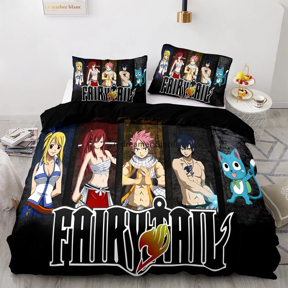 2022 New Style Anime Fairy Tail Duvet Cover Cartoon Kids Bedding Sets With Pillowcases Gift For Friend Decor Home Bedclothes