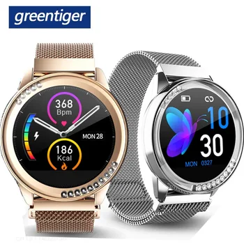 

Greentiger Lady H16 Smart Watch Blood Pressure oxygen Heart Rate Monitor Camera IP67 Waterproof Smartwatch Women VS H8 H2 KW10