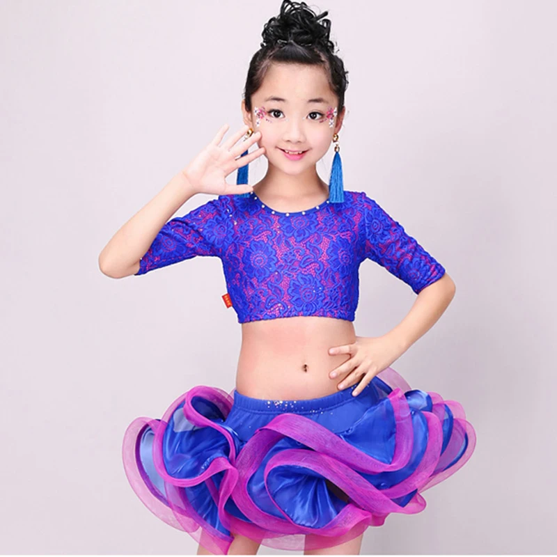 2 цвета Детские Профессиональные Платья для латинских танцев блестящая Одежда