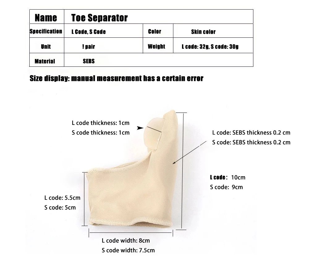 Toe Corrector 2Pcs=1Pair Toe Corrector Orthotics Foot Care Tools Bone Thumb Adjuster Hammer Protector Soft Pedicure Sock Bunion Straightener