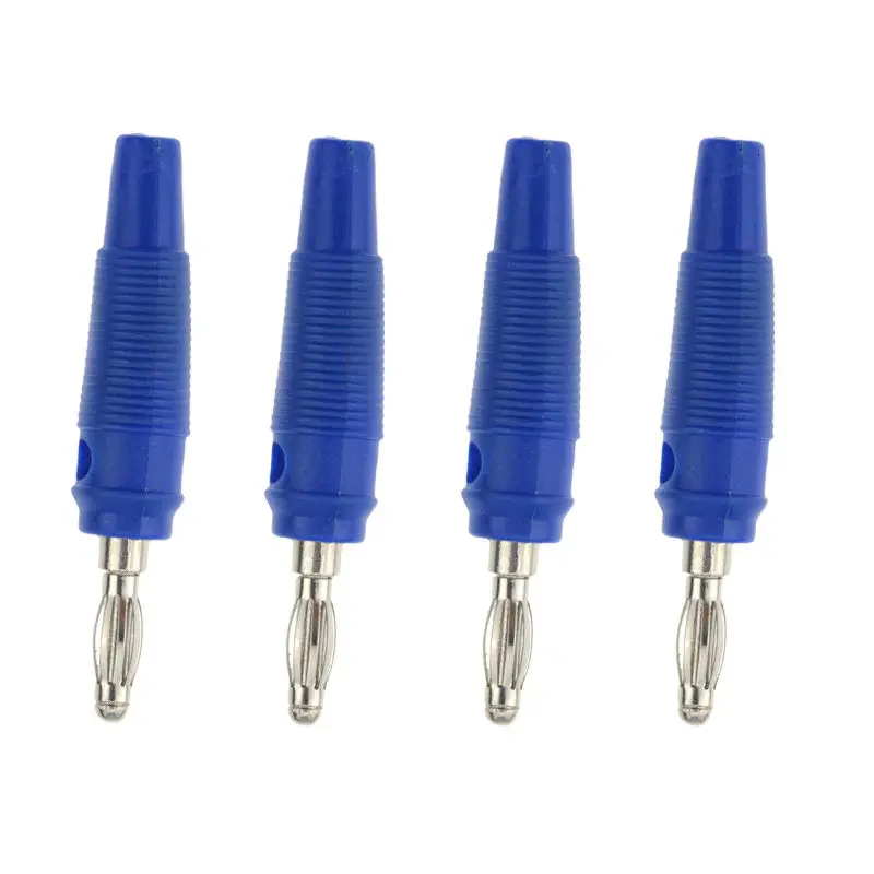 4pcs BLUE 4 шт. 4 мм Аудио вилка штекерного типа динамика посеребренные соединители красный черный зеленый желтый синий - Цвет: 4pcs BLUE