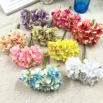 

Korean-style New Style Double Color Tapecore Chrysanthemum Raw Silk Model Handmade with Rod Flower Wedding Gift Candy Box Access