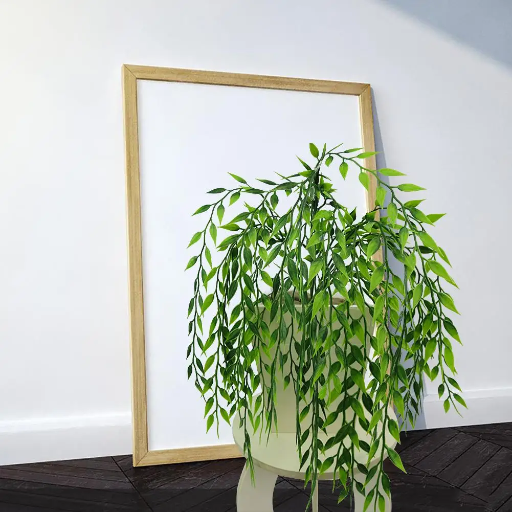 

1 Bouquet Artificial Green Plant Plastic Wicker Home Office Wall Hanging Decor Hot sell Lifelike Wicker Style Beautiful decor