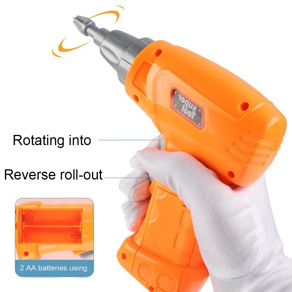 3_Kids-Simulation-Electric-Drill-Maintenance-Repair-Tool-Model-and-2pcs-Drill-Tips-Take-Apart-Car-Assembled