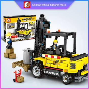 

Senbao Building Blocks Mechanical Password Engineering Forklift Compatible Lego Boy Puzzle Insert Building Blocks Toys