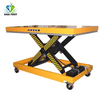Cheap Portable Electric Hydraulic Scissor Lift Table With Wheels Convenient Moving