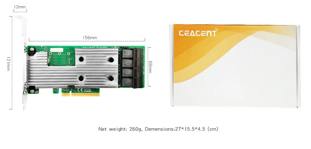 Ceacent 3224-16I OEM9305-16I LSI SAS 3224 Чип 16 Порты и разъёмы 12Gbs SFF8643* 4 контроллер