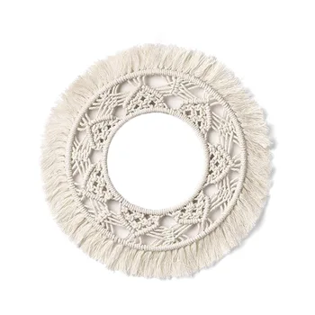 

34cm Wall Hanging Macrame Tapestry Round Boho Artwork Bedroom Living Room Decor Creative Design Hand-woven